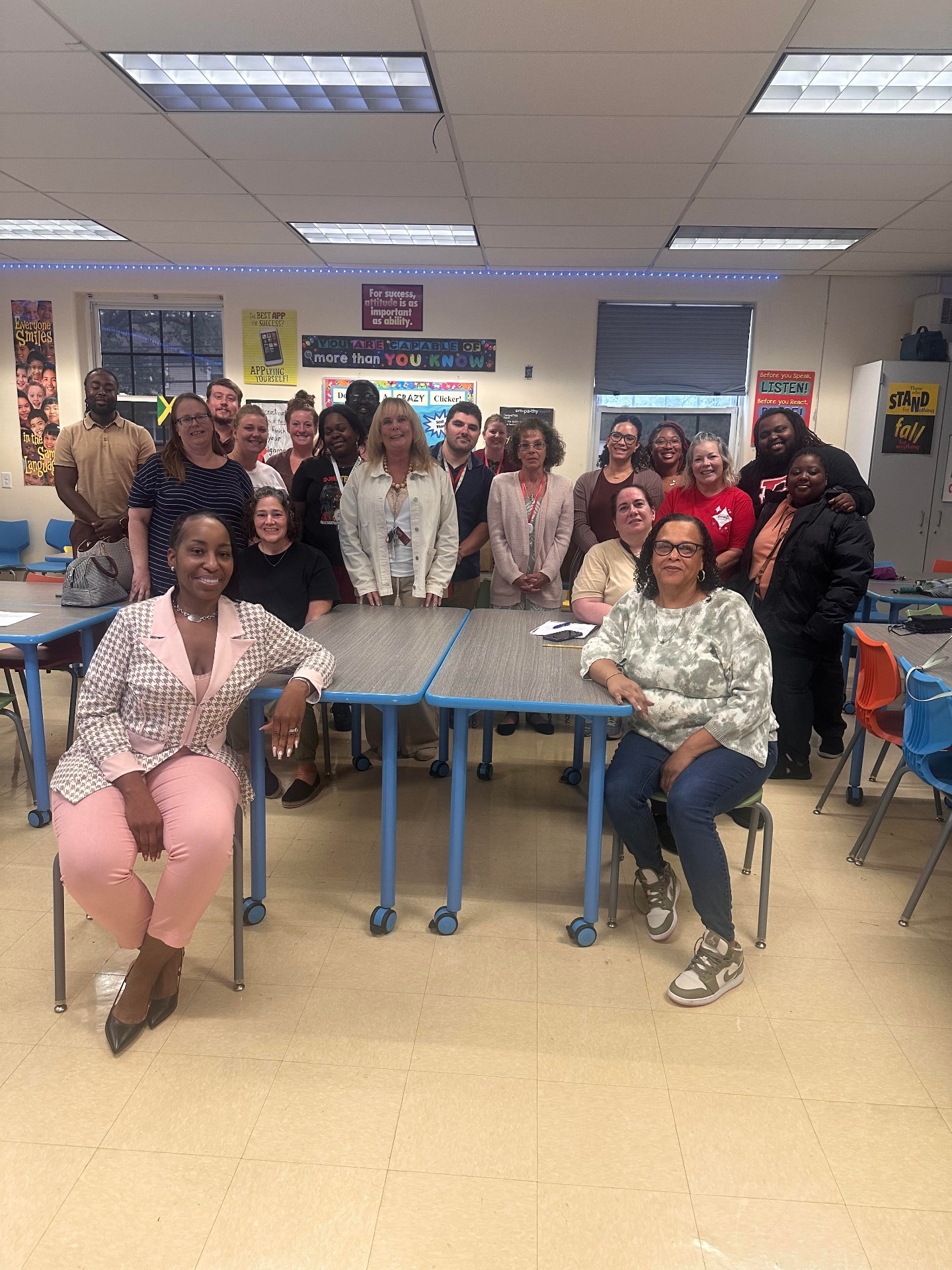 Stenell Myers with school educators and community partners